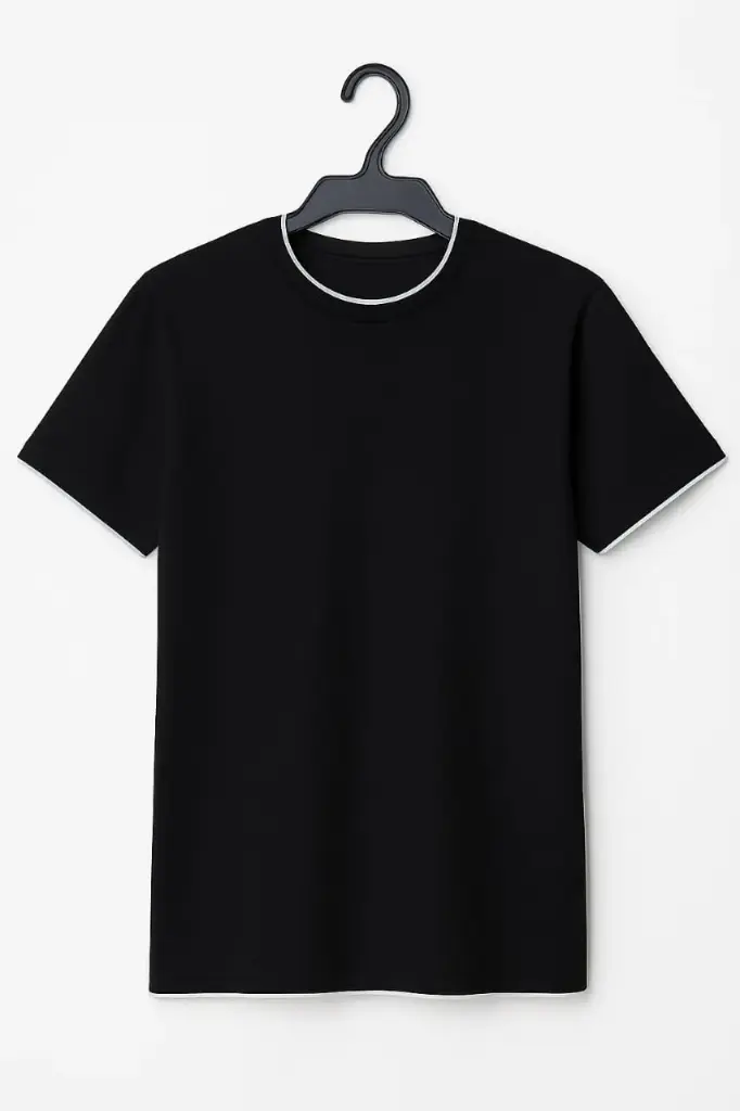 Sleek Black Crew Neck T-Shirt (TEXTURED)