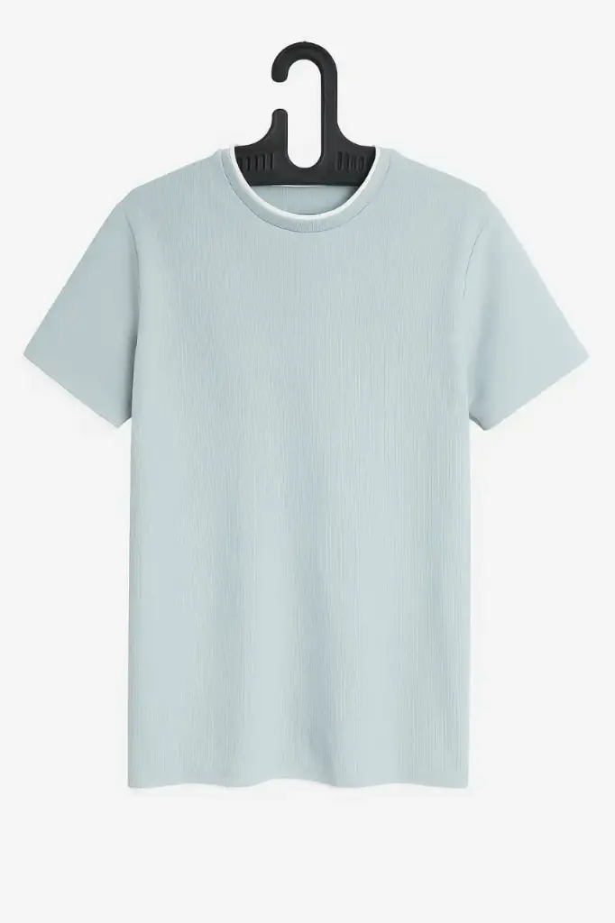 Regular Fit TEXTURED Sky Blue T-Shirt
