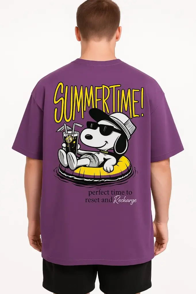 SummerTime OverSized PURPLE Graphic TEE