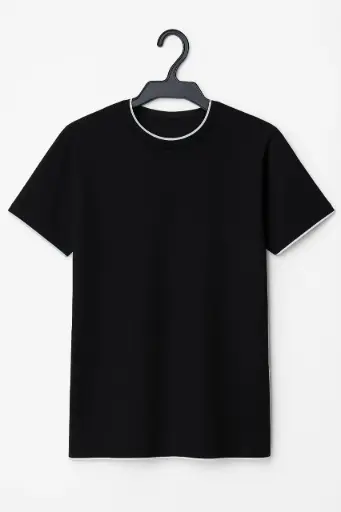 Sleek Black Crew Neck T-Shirt (TEXTURED)