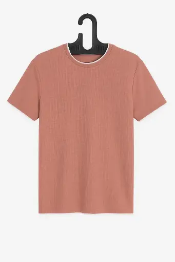 Self Design TEXTURED PEACH Round Neck MENS T-Shirt