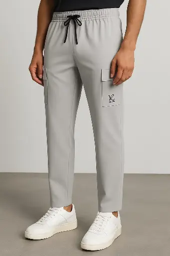 Men's Straight-Fit Track Cargo Joggers – Light Grey