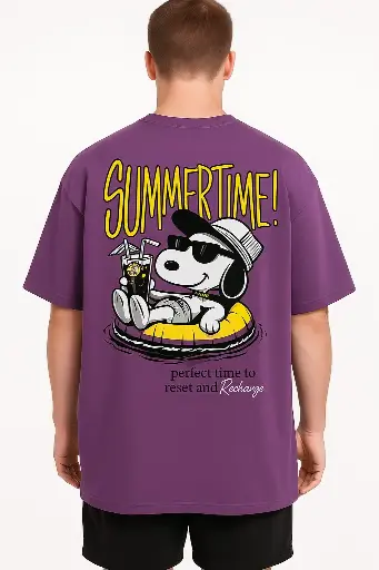 SummerTime OverSized PURPLE Graphic TEE